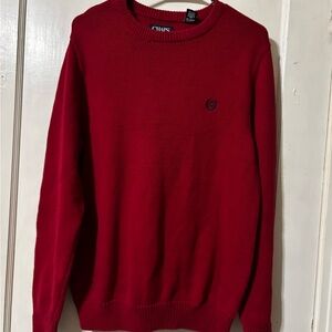 Chaps Men's Vibrant Red Crewneck Sweater 100% cotton Size S